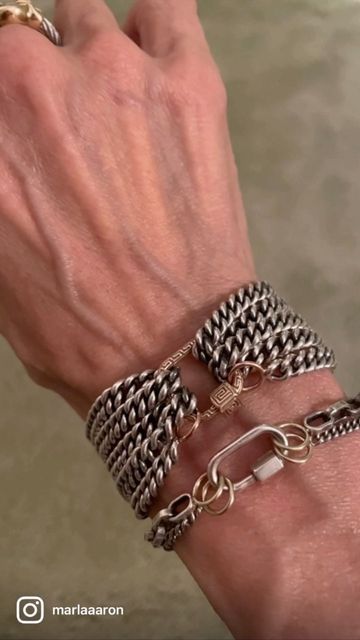 Marla Aaron Bracelet, Marla Aaron Jewelry, Statement Jewelry Outfit, Marla Aaron, Dope Jewelry Accessories, Chain Bracelets, Dope Jewelry, Stacked Jewelry, Curb Chain