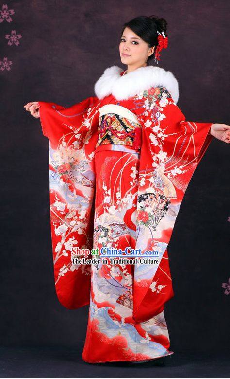 Traditional Japanese Formal Female Kimono 16 Pieces Set Traditional Japanese Clothing Woman, Female Kimono, Yukata Women, Kimono Traditional, Winter Kimono, Kimono Japan, Kimono Outfit, Kimono Design, Traditional Kimono