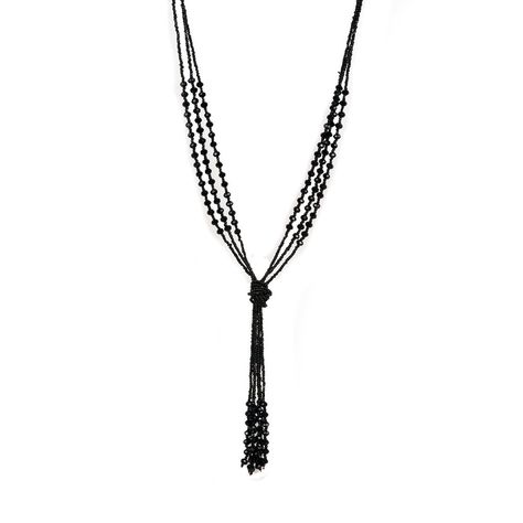 1920s Necklace, 1920s Jewelry, Popular Necklaces, Urban Jewelry, Antique Jewellery Designs, Accessory Ideas, Black Bead Necklace, Long Chain Necklace, Reception Ideas