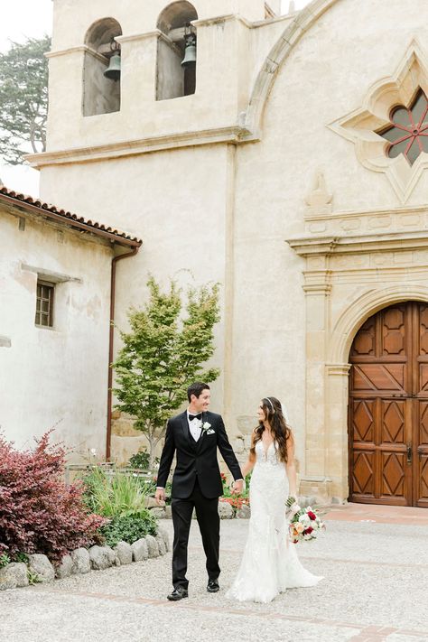 Vibrant Wedding At Carmel Mission Carmel Valley Wedding Venues, Carmel Mission Wedding, Mission Wedding, Carmel Weddings, Empire Waist Gown, Vibrant Wedding, Carmel Valley, Tousled Waves, Wedding 2024