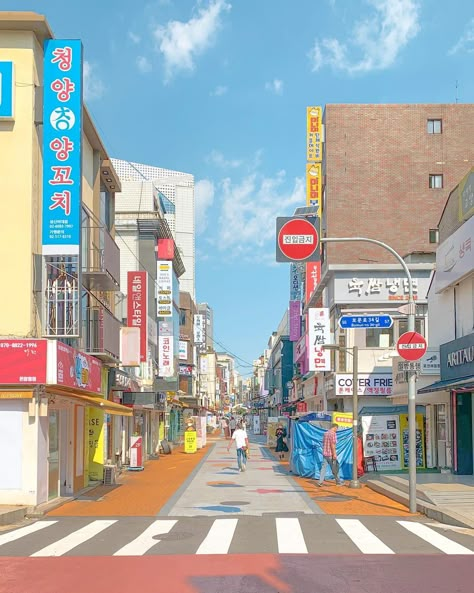 Living in seoul on Instagram: “맑은하늘 너무좋고요🌞” South Korea Buildings, South Korean Architecture, Seoul Daytime, Seoul Building, People Crossing Street, Seoul Landscape, Korean Building, South Korea Seoul Aesthetic, Street Environment