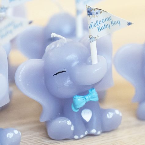 Baby Shower Ideas Elephant Theme, Elephant Themed Baby Shower Ideas, Elephant Themed Party, Elephant Baby Shower Theme Boy, Elephant Party Favors, Baby Shower Gift Favors, Baby Giveaways, Elephant Baby Shower Favors, Elephant Candle