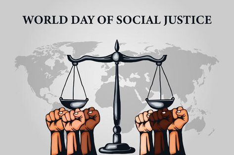 World day of social justice with scales ... | Premium Vector #Freepik #vector #background #banner #poster #business Social Justice Aesthetic, Social Justice Design, Social Issues Poster, Social Justice Poster, Hands Clenched, World Day Of Social Justice, Social Justice Art, Dr Ambedkar Hd Wallpaper New, Dr Ambedkar