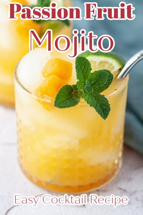 Passion Fruit Syrup Drinks, Drinks With Passion Fruit Syrup, Cocktails With Passion Fruit, Cocktails With Passion Fruit Syrup, Passionfruit Mojito Recipe, Passion Fruit Alcoholic Drink, Fruit Syrup For Drinks, Passionfruit Drink Recipes, Passion Fruit Drinks Cocktails