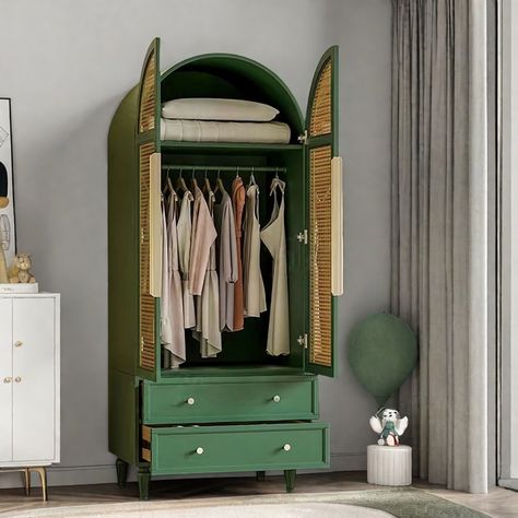 HomeZenLiving Simple Green Solid Wood Arc Top Wardrobe. | Wayfair Forest Home, Simple Green, Bare Necessities, Forest House, Mudroom Furniture, Shelf Organization, Curtain Accessories, Duvet Comforters, Office Furniture