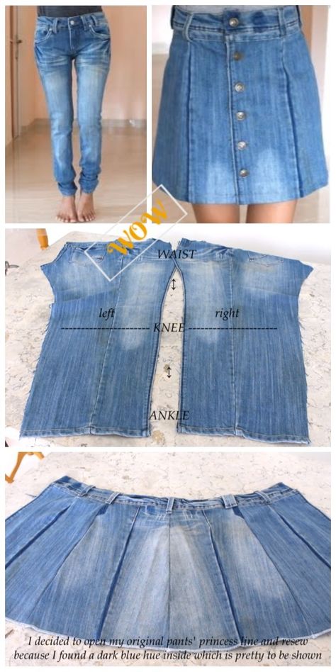 Stylish Ways to Alter Old Jeans into New Fashion- DIY Turn Jean into Button Front Denim Skirt Tutorial Wardrobe Diy Ideas, Wardrobe Diy, Återvinna Jeans, Diy Old Jeans, Jeans Refashion, Button Front Denim Skirt, Diy Jeans, Skirt Tutorial, Denim Ideas