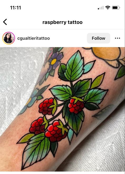 Raspberry Tattoo, Blackberry Tattoo, Tattoo Sketches, Traditional Tattoo, I Tattoo, Sleeve Tattoos, Cool Tattoos, Flower Tattoo, Color Me