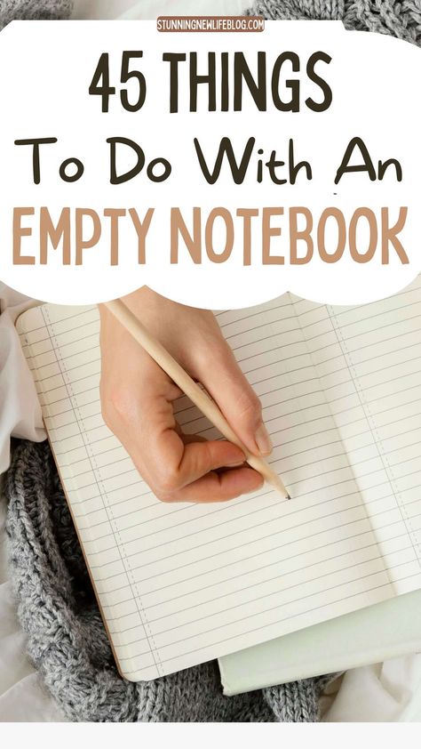 Empty Notebook Ideas- empty notebook, empty journal, productive things to do, creative ideas for a notebook, notebook organization, diy journal books, blank page notebook, what to do with an empty notebook. Notebook Creative Ideas, Creative Ideas For Journal, What To Write In A New Notebook, Decor Journal Ideas, How To Use A Notebook Ideas, What To Do With A New Notebook, Memorial Journal Ideas, What To Do With Old Notebooks, What To Use A Journal For