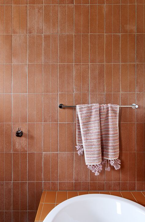 The Good Life House Artedomus Tiles, Terracotta Bathrooms, Terra Cotta Tile Bathroom, Terracotta Bathroom Walls, Terracotta Bathroom Ideas, Terracotta Bathroom Tiles, Terra Cotta Bathroom, Terracotta Tiles Bathroom, Mrtn Architects