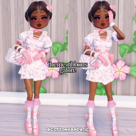 dress to impress theme ribbons galore outfit inspo no vip Dress To Impress Theme Ribbons Galore, Dress To Impress Ribbons Galore, Ribbons Galore Dress To Impress, Ribbons Galore, Vip Dress, Dti Fits, Dti Ideas, Ribbon Dress, Dti Outfits