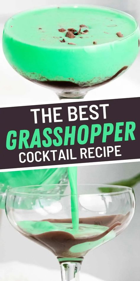 Grasshopper Drink Recipe, Chocolate Alcoholic Drinks, Grasshopper Cocktail Recipes, Event Drinks, Grasshopper Cocktail, Company Recipes, Mint Drink, After Dinner Mints, Wealthy Life