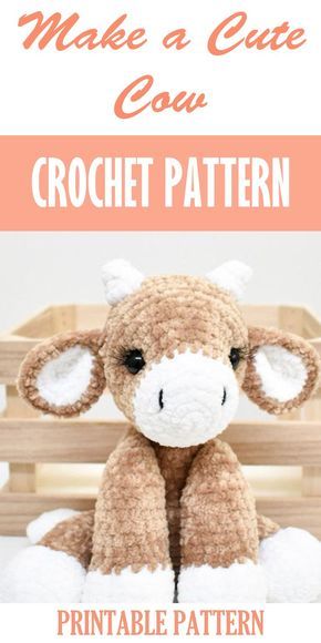 Toys Quotes, Crocheted Cow Pattern, Cow Crochet, Crochet Stuffies, Easy Crochet Animals, Crochet Plushies, Crochet Cow, Crochet Animals Free Patterns, Crochet Design Pattern