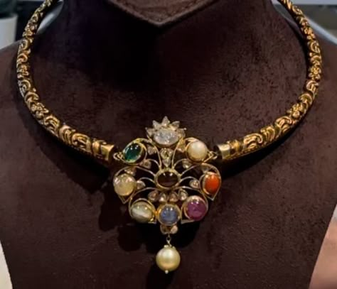 Kanti Designs, Polki Designs, Navaratna Jewellery, 22 Carat Gold Jewellery, Gold Haram, Jhumka Designs, Simple Jewellery, Silver Jewelry Accessories, Antique Necklaces Design