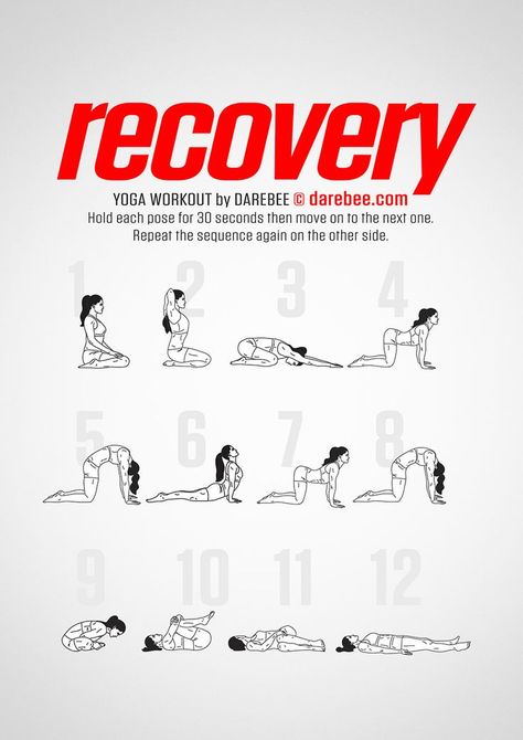 Yoga For After Workout, Yoga For Recovery, Yoga Recovery Workout, Recovery Workout Exercises, Darebee Yoga, Active Rest Day Workout, Recovery Stretches, Yoga Recovery, Darbee Workout