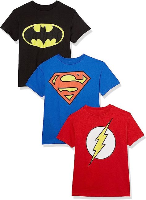 DC Comics Kids' Batman, Superman, The Flash 3 Pack Logo T-Shirt Bundle Set Superheroes Logo, Flash Boys, Comic Clothes, Batman Cosplay, Batman Kids, Batman Shirt, Superman T Shirt, Superhero Shirt, Batman Superman