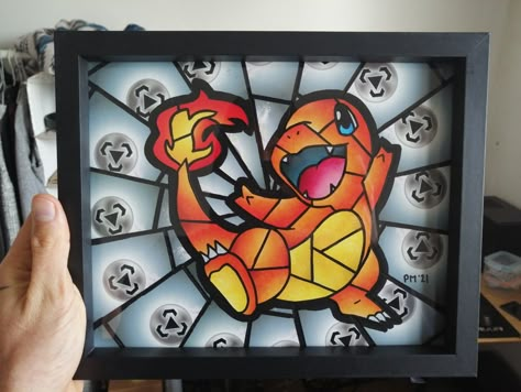 Cool Pokemon Art, Pokemon Card Decor Ideas, Pokemon Card Art Diy, Pokemon Card Decor, Diy Pokemon Card Binder, Pokemon Card Crafts, Pokemon Card Display, Pokemon Coin Display, Pokemon Card Picture Frame