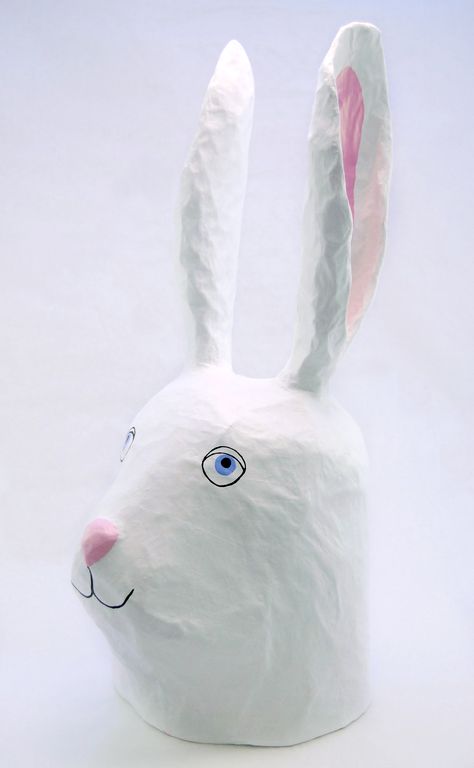 Papier mâché Rabbit's Mask by Elsa Dray-Farges © - artwork and content - 2008-2017 - All right reserved // www.elsadray-farges.com Mache Art, Paper Mache Art, Paper Mache, Olaf The Snowman, Mask, Sculpture, Disney Characters, Fictional Characters, Art