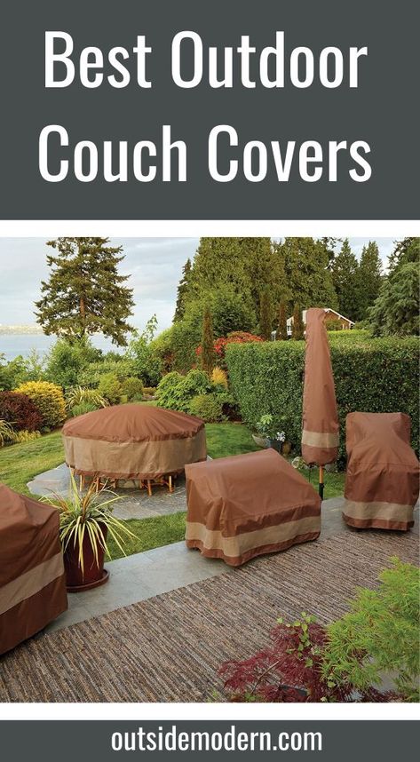 Best Outdoor Couch Cover is the Duck Covers Ultimate Outdoor Couch Cover line. This series of two-tone polyester covers is 100% waterproof and has the usual bells and whistles designed to keep the cover in place, fitting snugly, and capable of moving air through the cover so as to prevent the air around the furniture from getting too musty. Available in four different size options, there should be a good cover here that will fit whatever patio couch set you have. Duck Covers backs this ....... Waterproof Outdoor Furniture, Custom Outdoor Furniture, Patio Couch, Outdoor Furniture Covers, Outdoor Couch, Patio Furniture Covers, Couch Set, Couch Cover, Patio Sofa