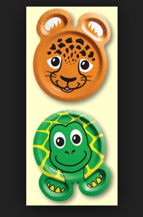 Animal Plates..something similar can be found for cheap at Kroger Paper Plate Safari Animals, Wild Animal Paper Plate Craft, Wild One Birthday Plates, Alligator Paper Plates, Party Animal Birthday Plates, Zoo Animal Party, Jungle Book Party, Animal Plates, Zoo Birthday Party