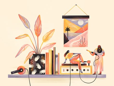 Unwind then Rewind by Brad Cuzen on Dribbble Brad Cuzen, Coffee Packaging Ideas, Day Color Palette, Healthcare Illustration, Team Illustration, Media Illustration, Pattern Poster, Illustration Flat, Flower Illustrations