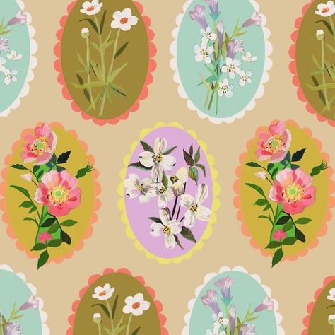 Katie 🎀 Daisy on Instagram: "🎀 Maybe this should be gift wrap 🎀" Wedding Flower Illustration, Grand Millenial Aesthetic, Artwork Nails, Daisy Aesthetic, Katie Daisy, Spring Images, Fabric Print Design, Print Design Art, Wrapping Paper Design