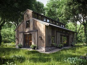 cabin...our future weekend get-a-way from the beach.....add horses and let the games begin :) love it! Metal Building Prices, Small Barn House, Small Barns, Shed House Plans, Barn Kits, Barn House Design, Farmhouse Flooring, Small Barn, Barn Plans