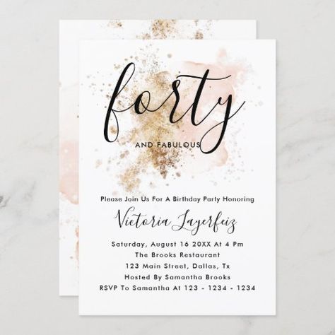 $ 2.85 | Forty 40th Birthday Invitation For Woman - forty invitation, 40th birthday invitation for women, pink and gold birthday invites, 40 and fabulous, editable birthday invites, personalized, birthday invitations, 30th birthday, 50th birthday, pink and gold 60th Birthday Party Invitations, 30th Birthday Party Invitations, 40th Birthday Party Invites, 70th Birthday Invitations, 60th Birthday Invitations, 30th Birthday Invitations, 50th Birthday Invitations, 40th Birthday Invitations, Birthday Invites