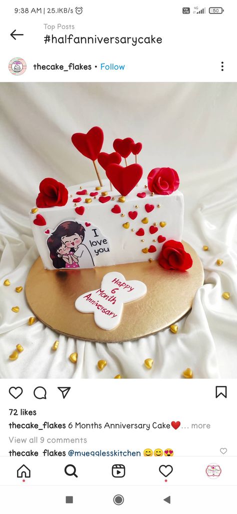 6 Month Wedding Anniversary Cake, 6 Month Anniversary Cake Design, First Month Anniversary Cake, 6 Months Engagement Anniversary Quotes, Happy Anniversary Cakes Ideas, 6 Month Anniversary Cake Ideas, Hubby Cake Ideas, Anniversary Cupcake Ideas Couple, Half Anniversary Cake