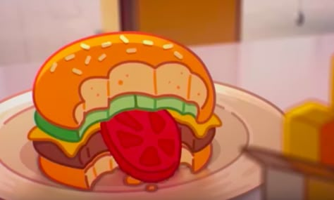 Burger Reference Drawing, Holding Burger Reference, Anime Burger, Hamburger Drawing, Burger Character, Burger Cookies, Burger Drawing, Burger Art, Finding Style