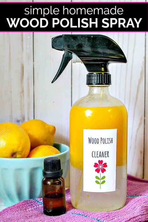 Are you looking for a safer way to cleanse your furniture? Our homemade wood polish spray recipe uses natural ingredients for an easy, shiny clean. #naturalcleaners #diycleaners #naturalcleaning #naturalliving #woodpolish #homemaking Homemade Furniture Polish Wood, Wood Furniture Cleaner Diy, Spotless House, Diy Furniture Polish, Natural Wood Polish, Arm And Hammer Super Washing Soda, Staple Recipes, Laundy Room, Sustainable Diy