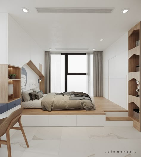 SUNSHINE CITY on Behance Unique Bedroom Ideas, Tiny Bedroom Design, Sunshine City, Minimalist Apartment Decor, Platform Bed Designs, Condo Bedroom, Platform Bedroom, Tatami Room, Modern Home Offices