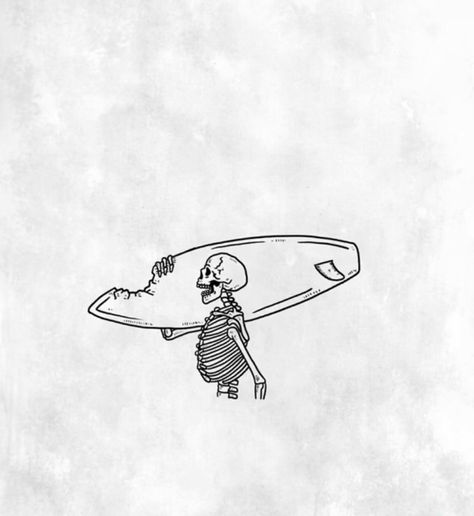 Skeleton On Surfboard Tattoo, Small Surfing Tattoos, Surfer Sleeve Tattoo, Pin Art Tattoo, Skeleton Surfer Tattoo, Fine Line Skateboard Tattoo, Surfing Skeleton Tattoo, Surfer Style Tattoo, Surf Tattoo Ideas Men