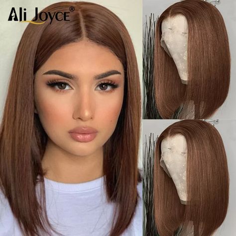 Wig Brown, 13x4 Lace Front Wig, Weave Styles, Remy Hair Wigs, Human Hair Color, Cheap Human Hair, Natural Wigs, Brazilian Remy Hair, Straight Bob