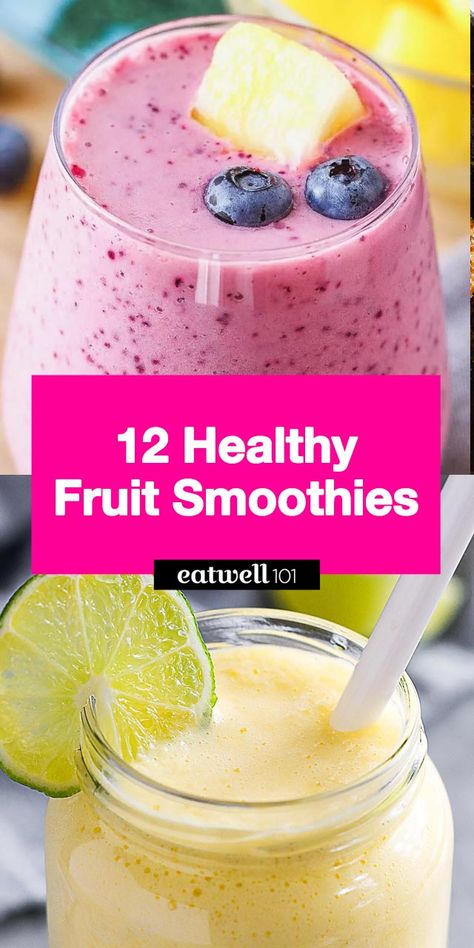 12 Healthy Fruit Smoothies That You Can Blend in Minutes - #smoothie #recipes #eatwell101 - These healthier smoothie recipes are all loaded up with fresh fruit! A great way to add a better-for-you sweet treat to your daily routine! Smoothies With Fresh Fruit, Fresh Fruit Smoothie Recipes, Coconut Milk Smoothie, Fresh Fruit Smoothies, Healthy Fruit Smoothies, Chocolate Protein Shakes, Dairy Free Smoothies, Fruit Smoothie Recipes Healthy, Nutritious Smoothies