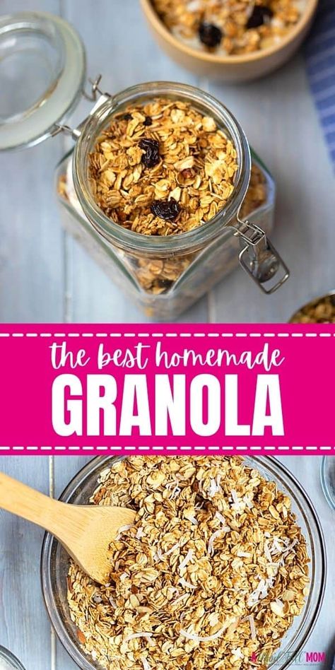 Basic Granola Recipe, Crunchy Granola Recipe, Make Your Own Granola, How To Make Granola, Easy Granola Recipe, Homemade Granola Recipe, Snacks Vegan, Easy Homemade Granola, Homemade Granola Healthy