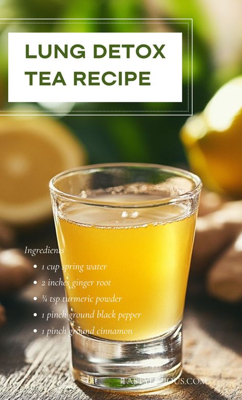 lung detox tea drink best drinks for healthy lungs detox tea drinks ideas detox tea recipe ideas healthy teas list ginger turmeric tea drink Teas For Lung Health, Detox Drinks For Gut Health, Lung Remedies, Immunity Recipes, Ginger Turmeric Tea, Recipe Ideas Healthy, Healthy Teas Recipes, Detox Liver, Vegan Drinks Recipes