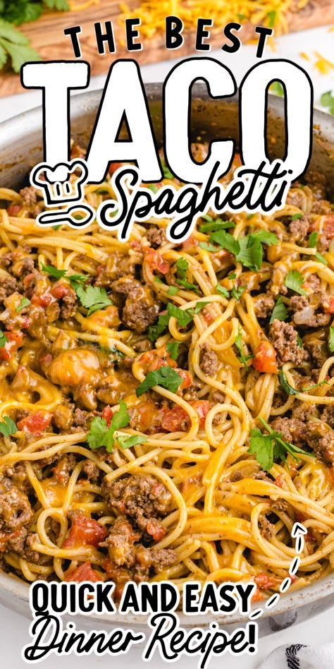 One Pot Taco Spaghetti, Taco Spaghetti Recipe, Canning Plums, Peach Bread, Taco Spaghetti, Bread Puddings, Pasta Meals, Baked Pasta Recipes, Spaghetti Recipe