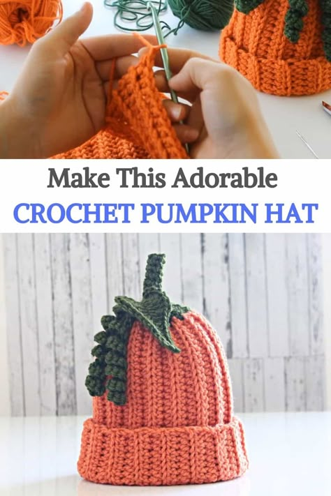 Halloween Costumes Crochet, Pumpkin Hat Pattern, Crochet Witch Hat, Crocheting Easy, Crochet Pumpkin Hat, Crochet Trendy, Crochet Witch, Fall Crochet Patterns, Pumpkin Hat