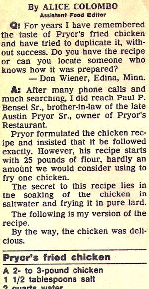 Recipe: Pryor's Restaurant Fried Chicken (1980's) - Recipelink.com Not sure about the pure lard thing, tho Grandma Fried Chicken Recipe, Lard Fried Chicken, Barbie Fry Chicken Recipe, Old School Fried Chicken, How To Reheat Fried Chicken, Plank Salmon Oven, Spiced Walnuts Recipe, Grandma's Fried Chicken, Reheat Fried Chicken