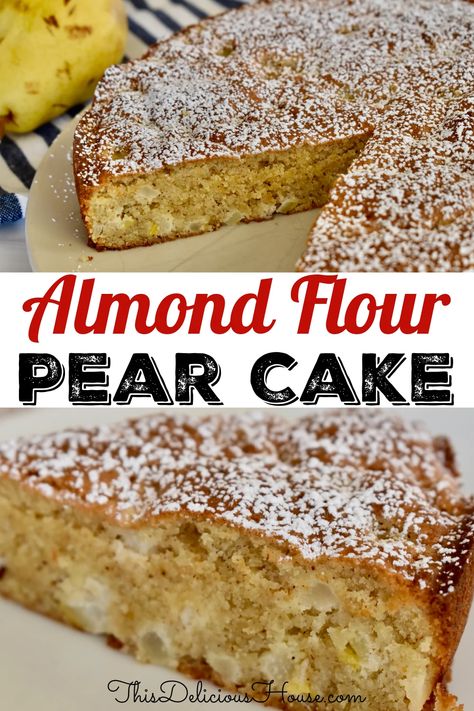 Low Carb Pear Dessert Recipes, Keto Pear Dessert Recipes, Almond Flour Cakes Recipes, Almond Flour Pear Recipes, Pear Almond Cake, Gluten Free Pear Bread, Almond Flour Spice Cake, Apple Cake Almond Flour Recipe, Almond Flour Pear Cake