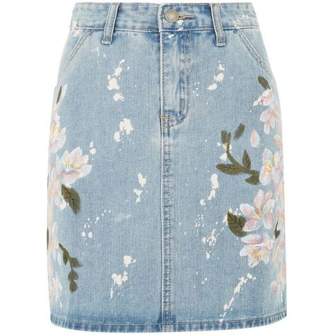 Floral Painted Denim Skirt by Glamorous (2.655 RUB) ❤ liked on Polyvore featuring skirts, blue, blue denim skirt, blue skirt, floral skirt, blue floral skirt and flower print skirt Painted Denim Skirt, Blue Flower Print, Flower Print Skirt, Blue Floral Skirt, Painted Jacket, Latest Skirts, Blue Denim Skirt, Skirt Denim, Denim Diy