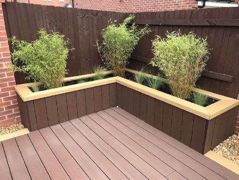 What can I do with my leftover decking? | WPC Decking Decking With Planters Raised Beds, Planters Made From Composite Decking, What To Do With Leftover Trex Decking, Composite Decking Planter Boxes, Composite Deck Scrap Ideas, Decking Board Planters, Scrap Trex Decking Projects, Decking Planters, Mum Garden