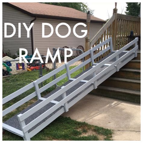 DIY Dog Ramp over stairs Dog ramp Diy dog ramp                                                                                                                                                                                 Más Dog Ramp For Stairs, Diy Dog Ramp, Dog Ramp Diy, Outdoor Ramp, Dog Ramp For Bed, Pet Ramp, Dog Stairs, Dog Playground, Dog Ramp