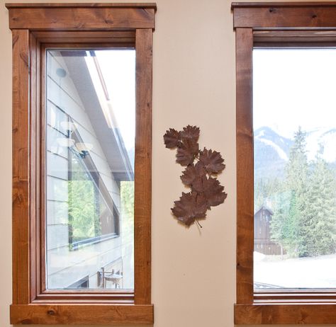 Trim style Knotty Alder Window Casing, Knotty Alder Trim And Doors, Knotty Alder Trim, Alder Trim, Wyoming House, Trim Moulding, Montana Homes, Window Casing, Custom Doors