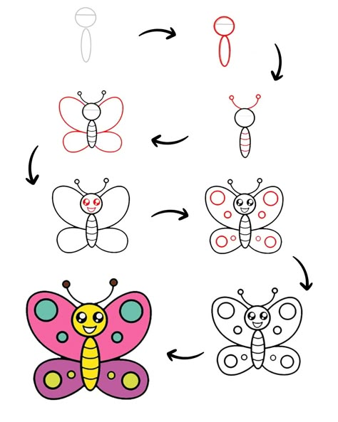 Cute butterfly drawing Step By Step Drawing Butterfly, Butterfly Easy Drawing, Cute Butterfly Drawing, Animal Drawings For Kids, Simple Animal Drawings, Butterfly Doodle, Easy Butterfly Drawing, Drawings For Kids, Avengers Drawings