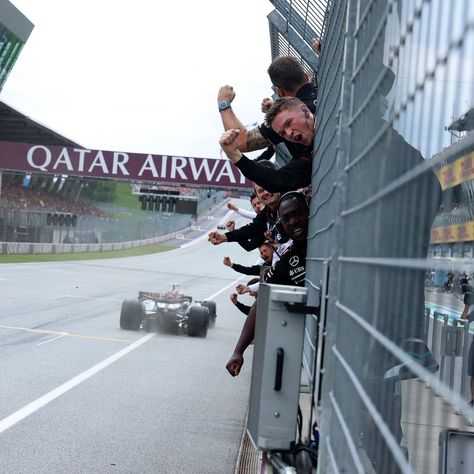 Mercedes AMG Petronas Team cheers on George Russell as he races across the finish line to win the #austriangp last weekend @redbullracing #austriangp🇦🇹 #redbullring #racewinner #f1driver #f1team #racetrack #f1racing #f1fans #mercedesf1 #mercedesf1team #georgerussell #gr63 #motorsportsf1 #cmcmotorsports Which British driver would you like to see win at Silverstone this weekend? Team Cheers, Bull Ring, Mercedes Amg Petronas, George Russell, Amg Petronas, Cheer Team, F1 Racing, Next Stop, F1 Drivers