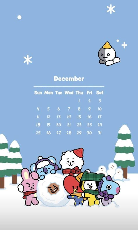 Bt21 Calendar, Wallpaper Iphone Christmas, Winter Wallpaper, Wallpaper Bts, I Love Christmas, Sticker Ideas, Illustrations And Posters, Love Christmas, Bullet Journal Ideas