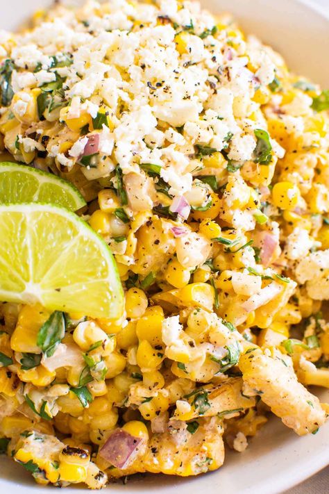 Elote Dressing, Healthy Elote, Elote Corn Salad, Esquites Recipe, Elote Salad, Corn Salad Recipe Easy, Mexican Street Corn Salad Recipe, Easy Corn Salad, Easy Summer Salad