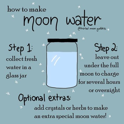 Have you ever made moon water? 🌕💦⠀ .⠀ Step 1: collect some fresh water into a glass jar. Rainwater is ideal but otherwise opt for the… Glume Harry Potter, Magia Das Ervas, Moon Water, Wiccan Magic, New Moon Rituals, Witch Spirituality, Grimoire Book, Wiccan Witch, Eclectic Witch