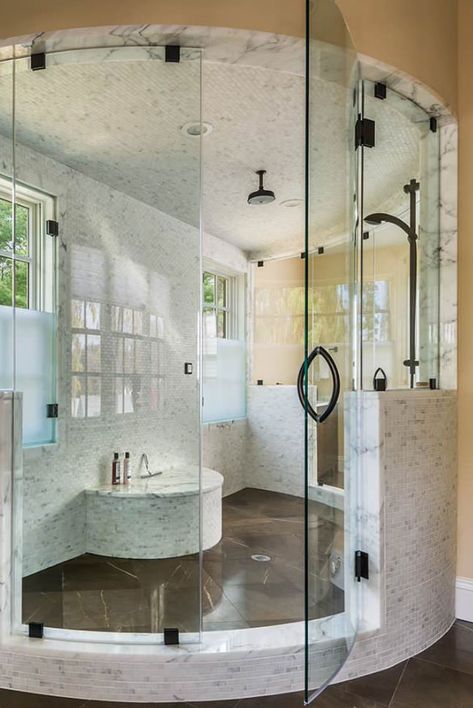 Exciting-Walk-in-Shower-Ideas-for-Your-Next-Bathroom-Remodel-101_Sebring-Services Shower Privacy, Big Shower, Small Shower Remodel, Parade Ideas, Small Bathroom With Shower, Walk In Shower Designs, Bathroom Stuff, Dream Shower, Shower Bathroom